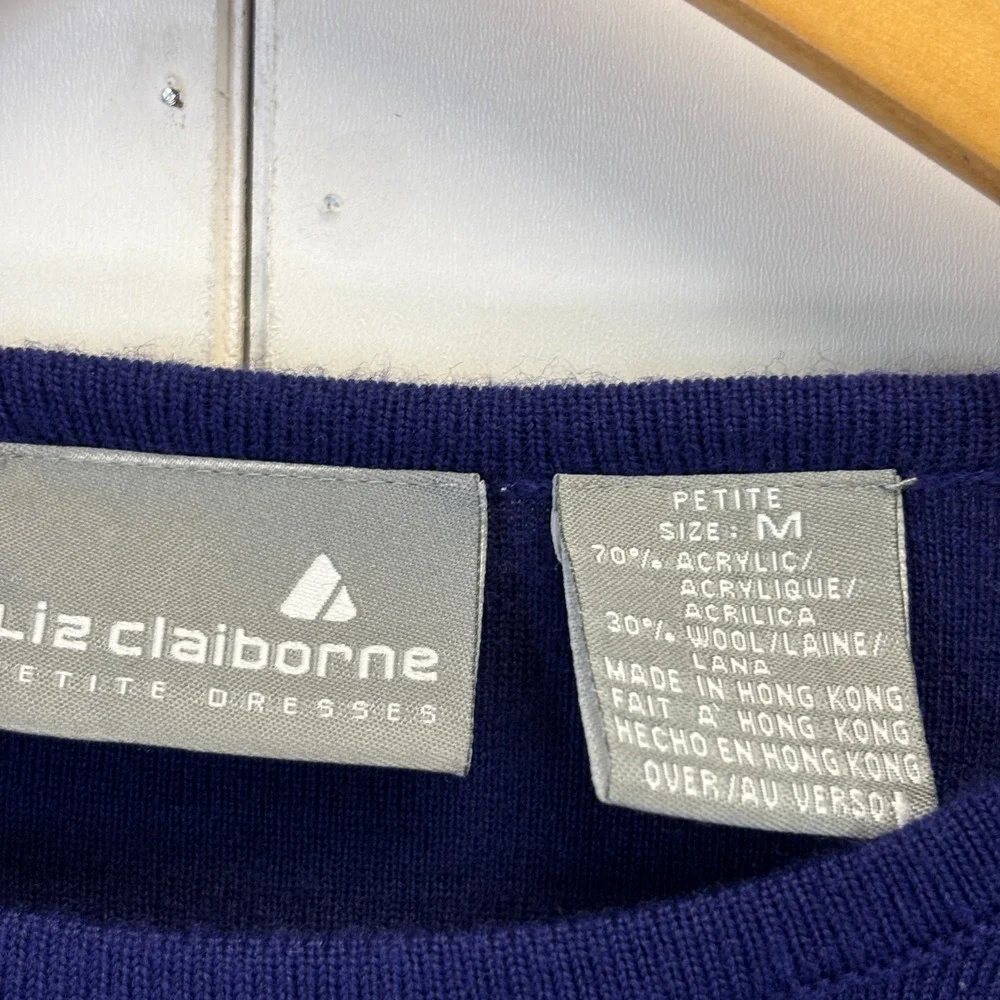Liz Claiborne Mod Tunic Sweater Dress Womens Medium Petite Quiet Luxury Preppy